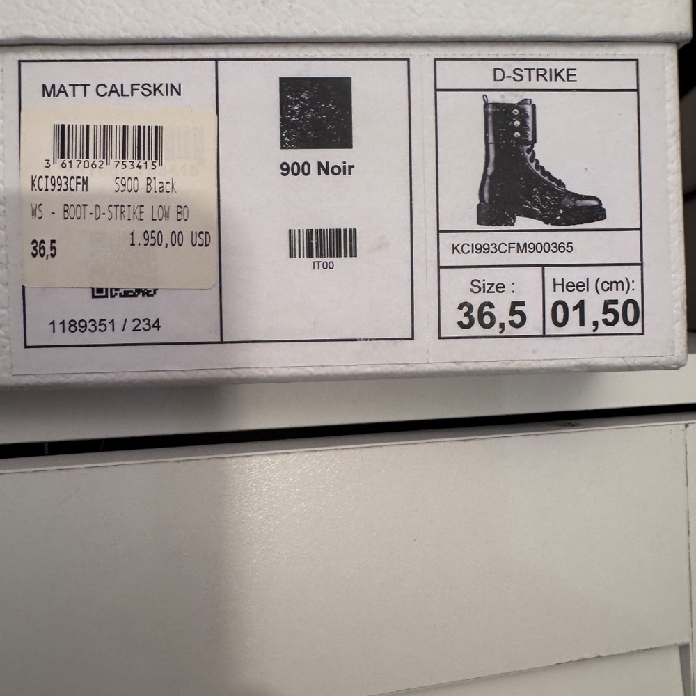 Dior D-Strike Combat Ankle Boots Black Calfskin Leather Size [size 6) - Picture 2 of 9